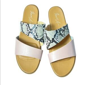 Mari A Womens Double Strap Pink and Animal Print Sandal Sz 10